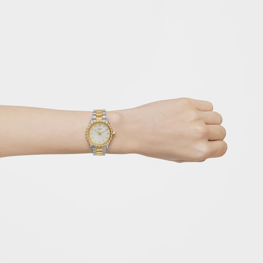 orologio analogico con bracciale in acciaio ipg color oro e acciaio tous t-bear kdt