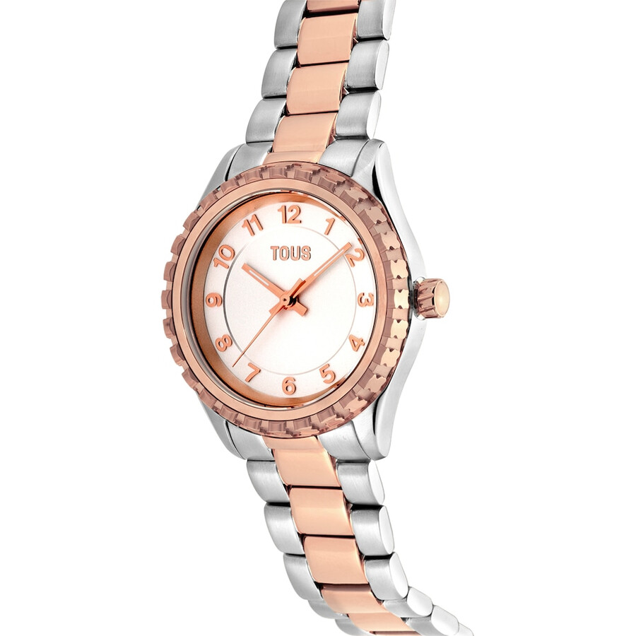 orologio analogico con bracciale in acciaio e acciaio iprg color rosa tous t-bear kdt