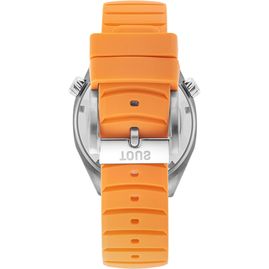 orologio automatico gmt con cinturino in silicone color salmone cassa in acciaio e quadrante in madreperla tous now
