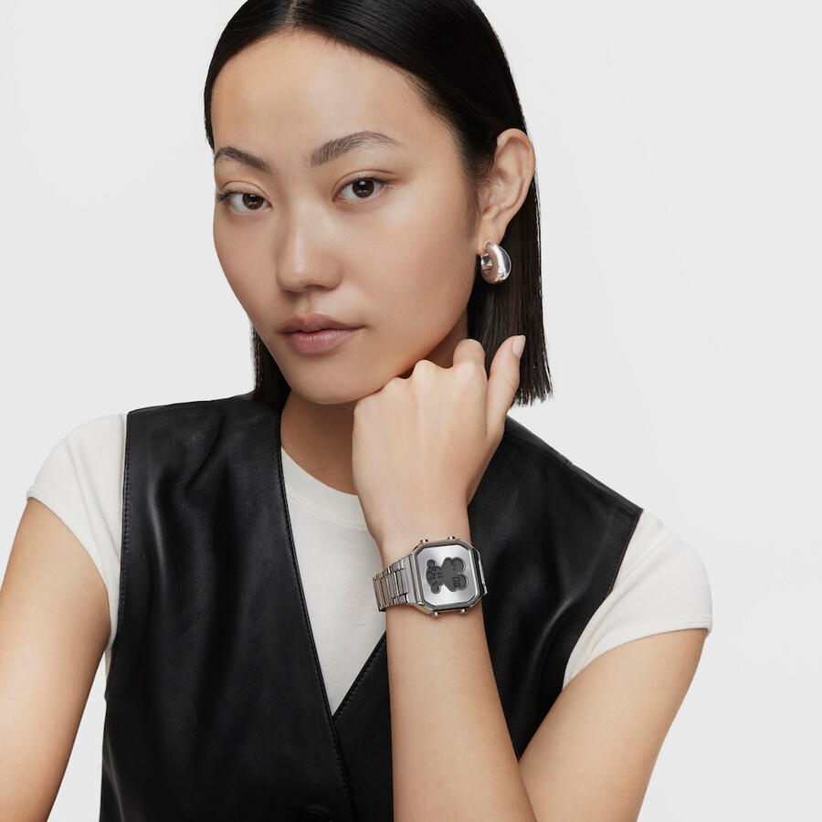 orologio digitale con bracciale in acciaio inossidabile d-bear