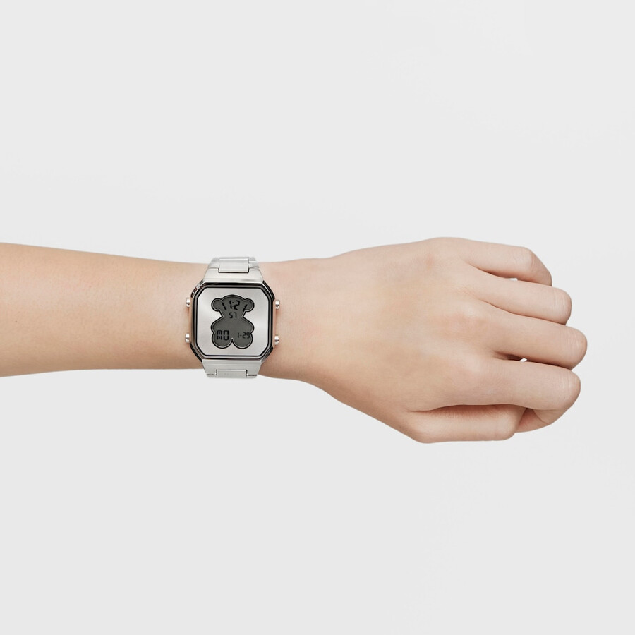 orologio digitale con bracciale in acciaio inossidabile d-bear