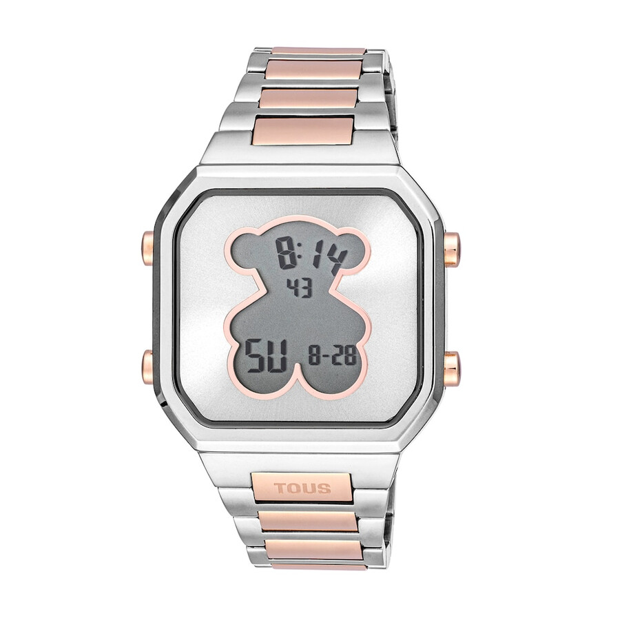 orologio digitale con cinturino in acciaio inossidabile e acciaio iprg color rosa d-bear