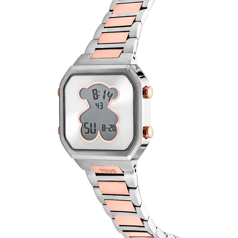 orologio digitale con cinturino in acciaio inossidabile e acciaio iprg color rosa d-bear