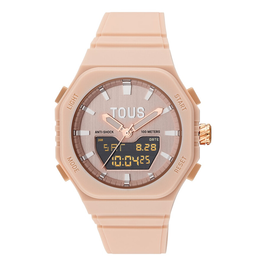 orologio analogicodigitale in acciaio iprg color carne con bracciale in nylon rosa bet