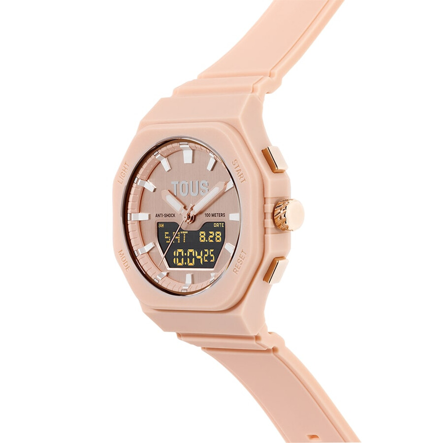 orologio analogicodigitale in acciaio iprg color carne con bracciale in nylon rosa bet
