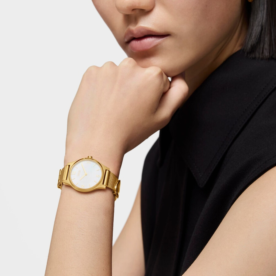 orologio analogico con bracciale in acciaio ipg color oro e quadrante in madreperla epic icon mesh