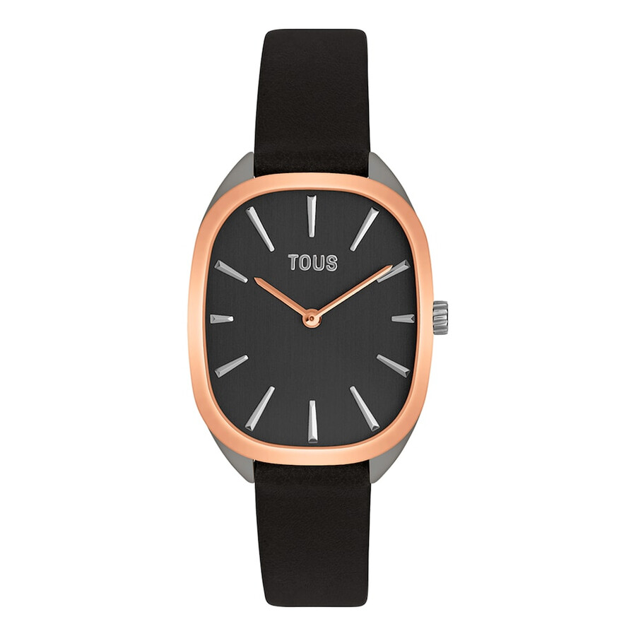 orologio analogico in acciaio iprg rosa con cinturino in pelle nera heritage