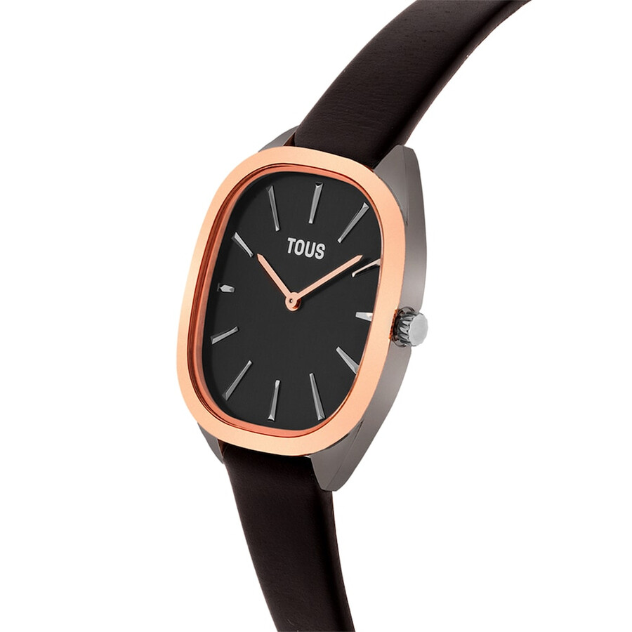 orologio analogico in acciaio iprg rosa con cinturino in pelle nera heritage