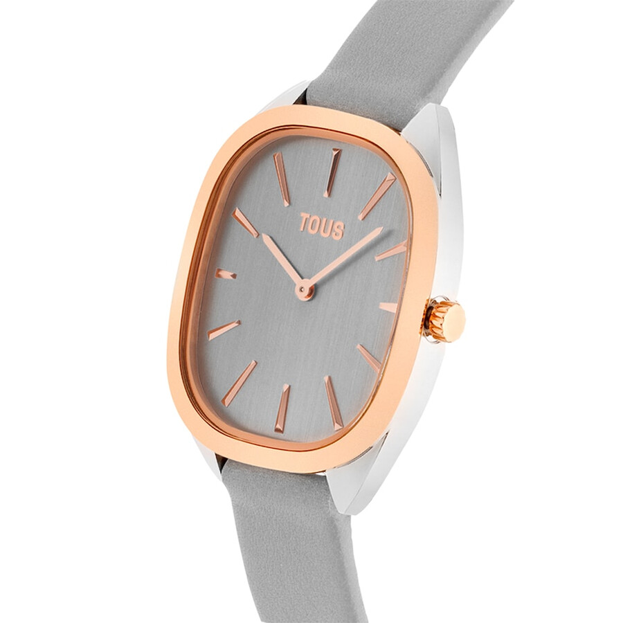 orologio analogico in acciaio ipg rosa con cinturino in pelle grigia heritage