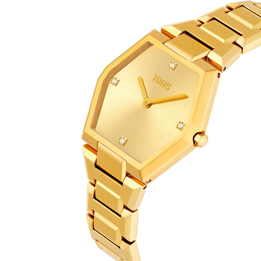 orologio analogico con bracciale in acciaio ipg color oro karat