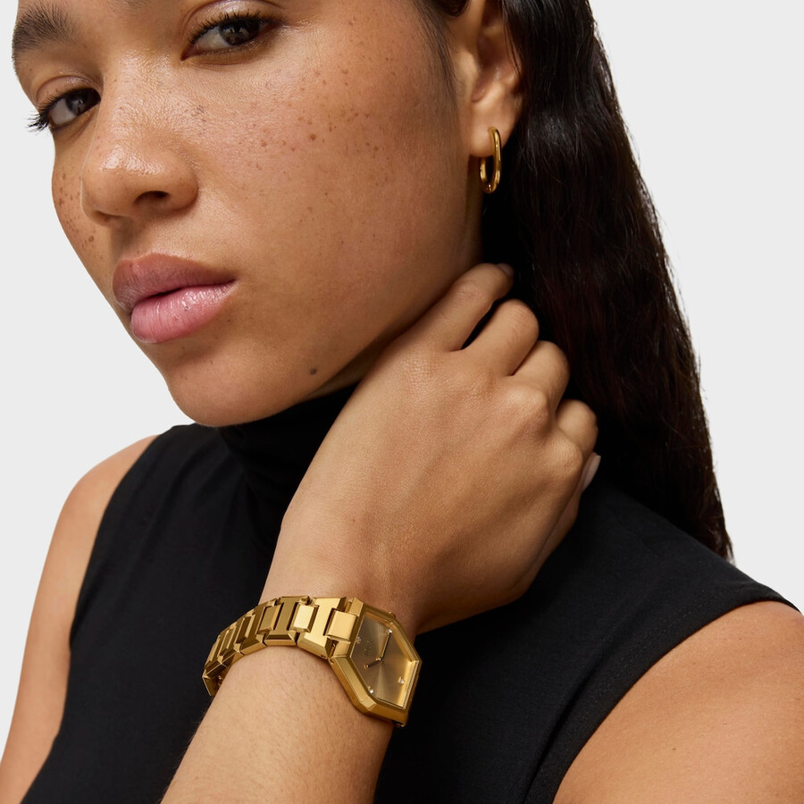 orologio analogico con bracciale in acciaio ipg color oro karat