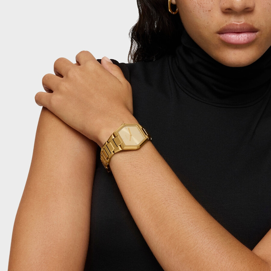 orologio analogico con bracciale in acciaio ipg color oro karat
