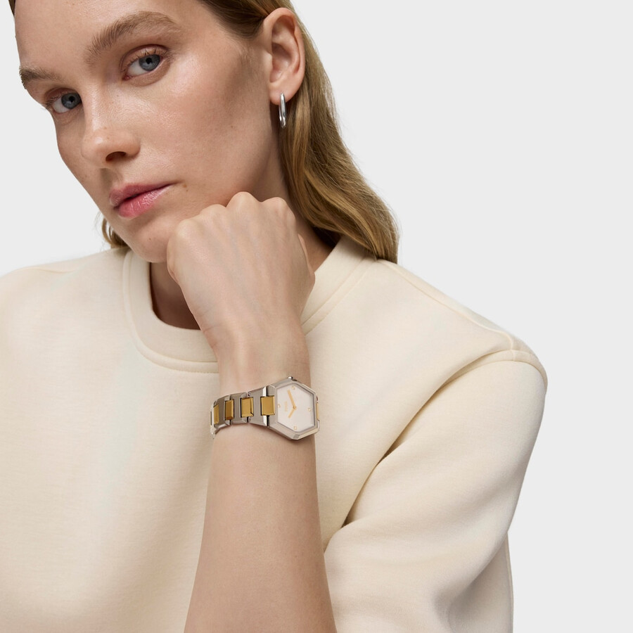 orologio digitale con bracciale in acciaio inossidabile e acciaio ipg color oro karat