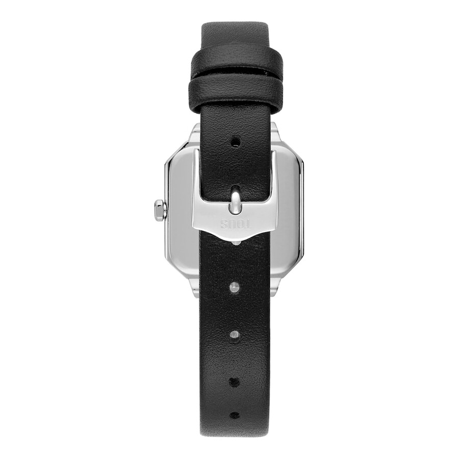 orologio analogico in acciaio con movimento svizzero diamanti da 040 ct e cinturino in pelle nera les classiques