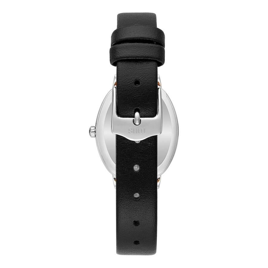 orologio analogico in acciaio con movimento svizzero diamanti da 054 ct e cinturino in pelle nera les classiques