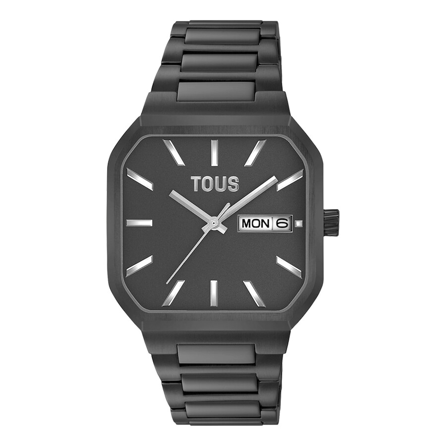 orologio analogico con bracciale in acciaio ip nero lit