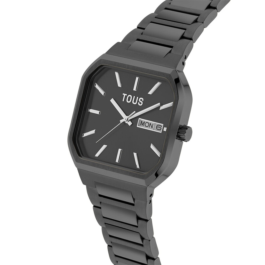 orologio analogico con bracciale in acciaio ip nero lit