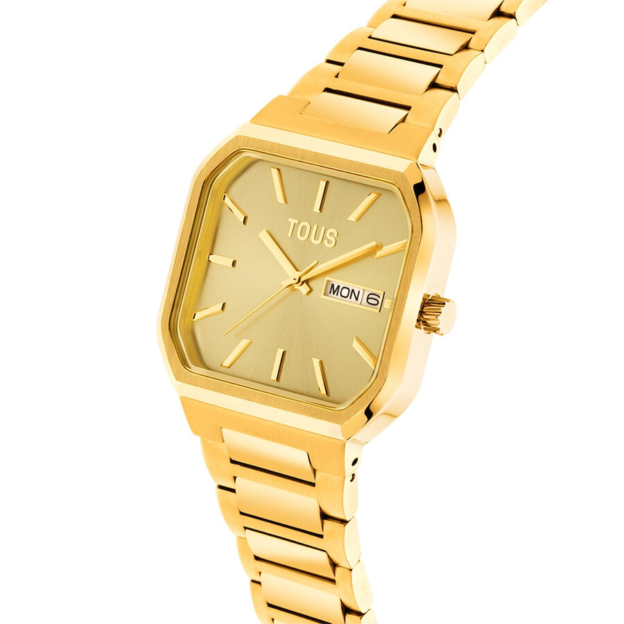 orologio analogico con bracciale in acciaio ipg color oro lit