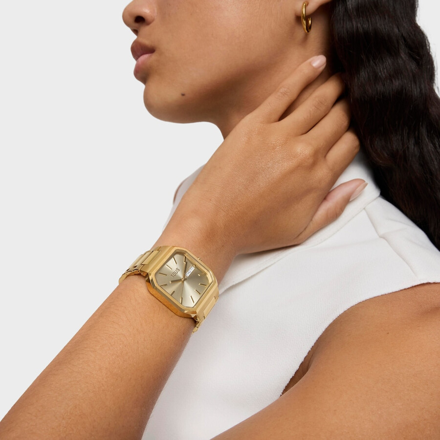 orologio analogico con bracciale in acciaio ipg color oro lit