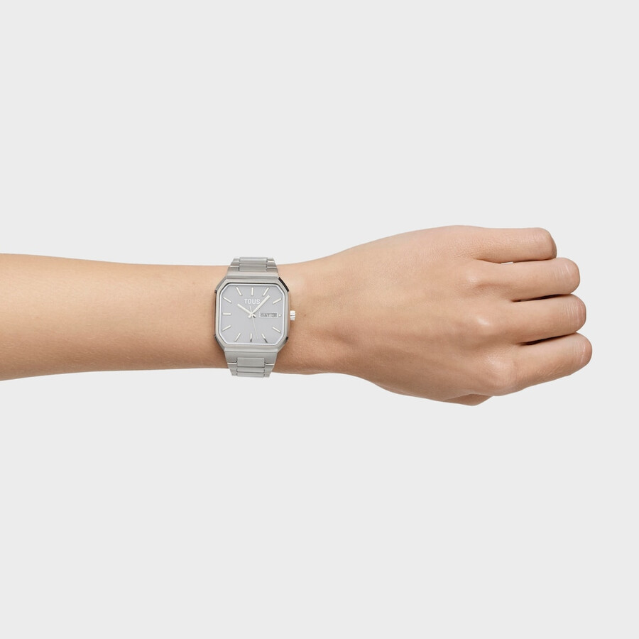 orologio analogico con bracciale in alluminio illuminato