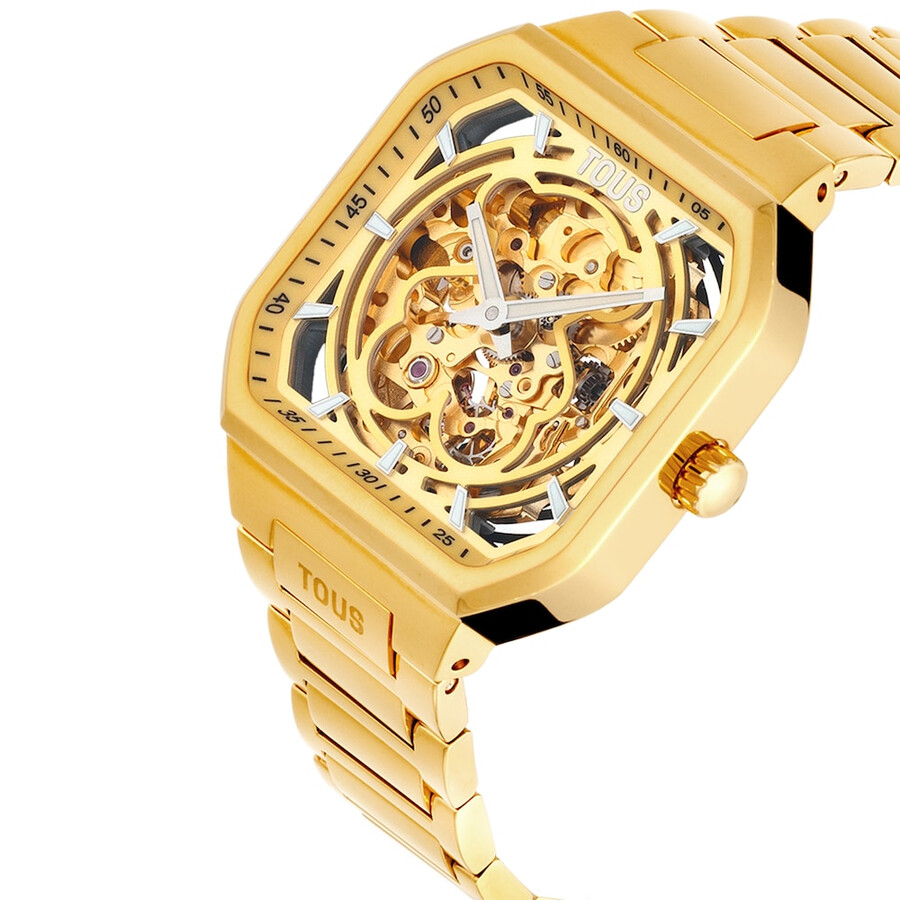 orologio analogico con bracciale in acciaio ipg color oro d-bear now