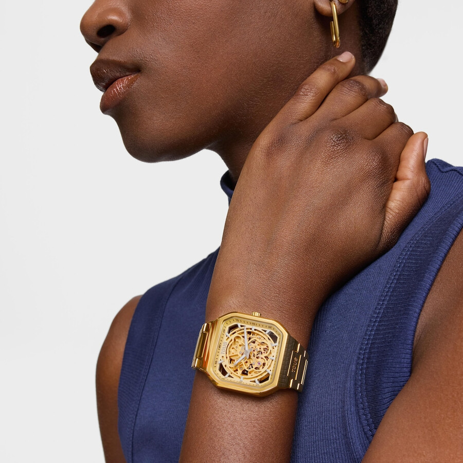 orologio analogico con bracciale in acciaio ipg color oro d-bear now