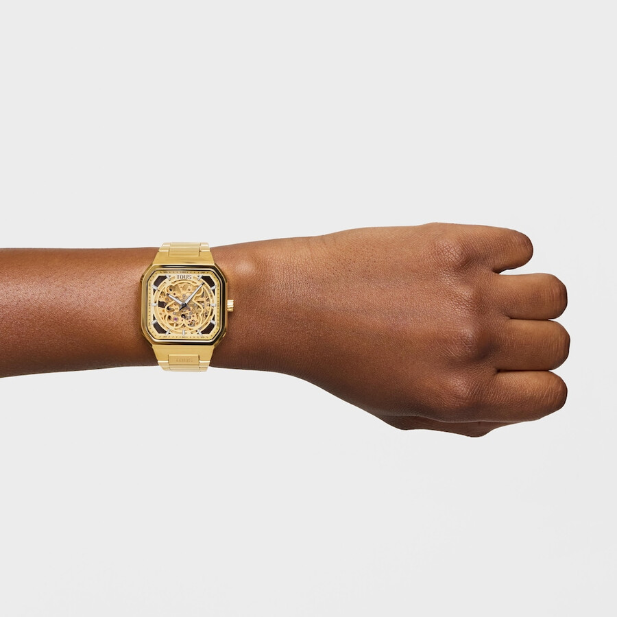 orologio analogico con bracciale in acciaio ipg color oro d-bear now