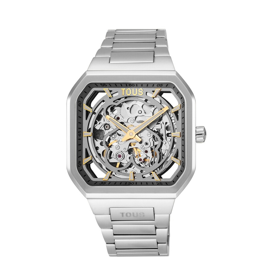 orologio analogico automatico con bracciale in acciaio d-bear now