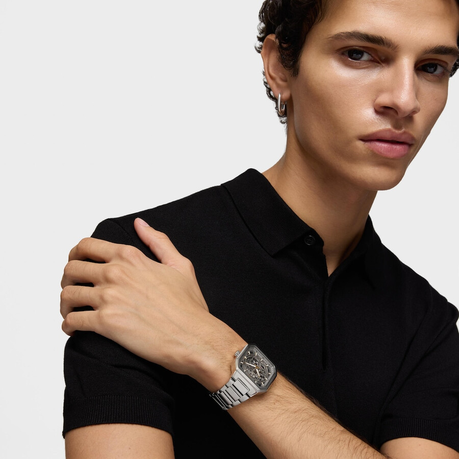 orologio analogico automatico con bracciale in acciaio d-bear now