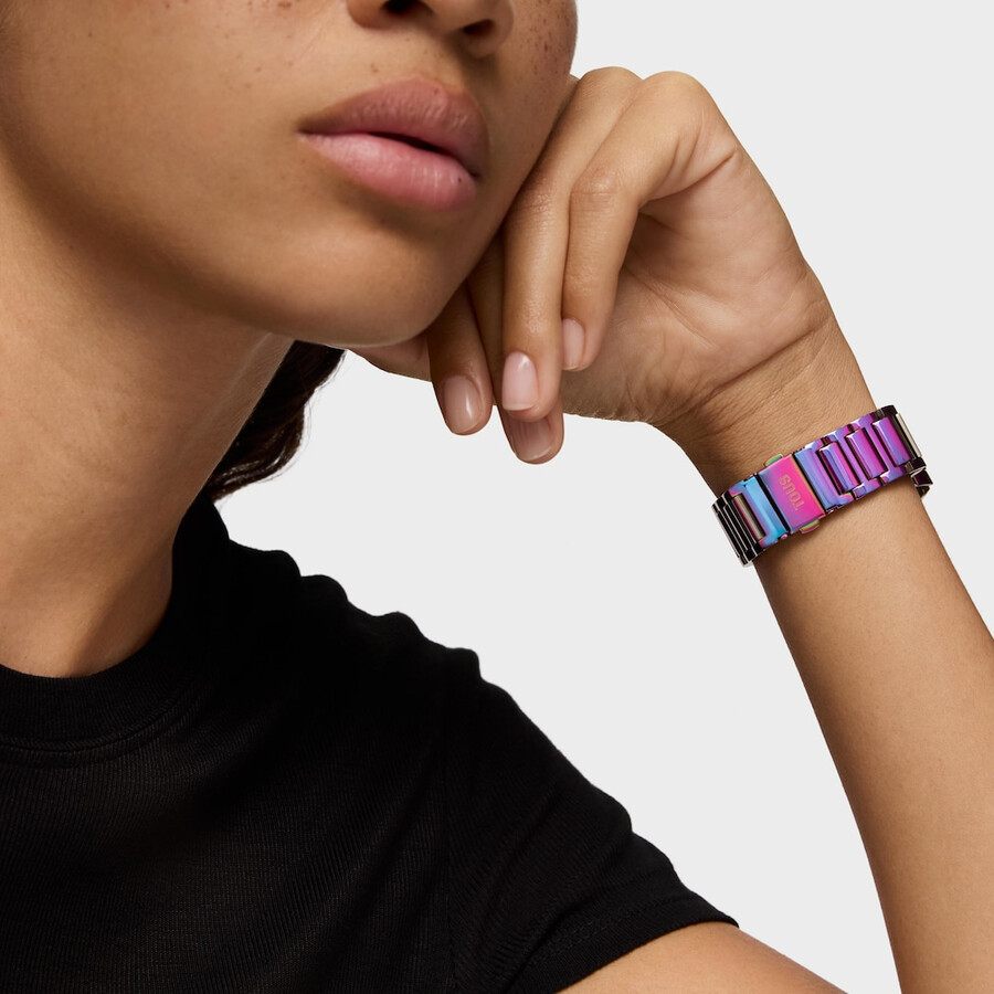 orologio digitale con bracciale in acciaio ip iridescente d-bear