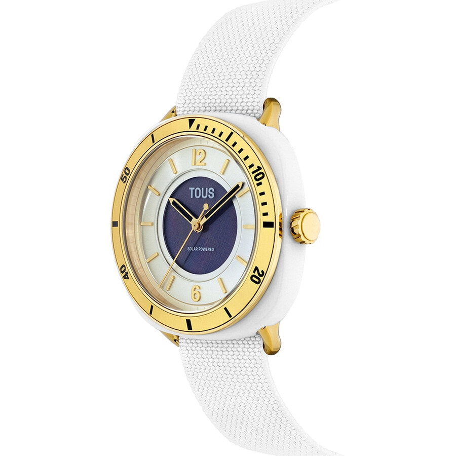 orologio analogico in acciaio ipg color oro con cinturino elastico bianco osier