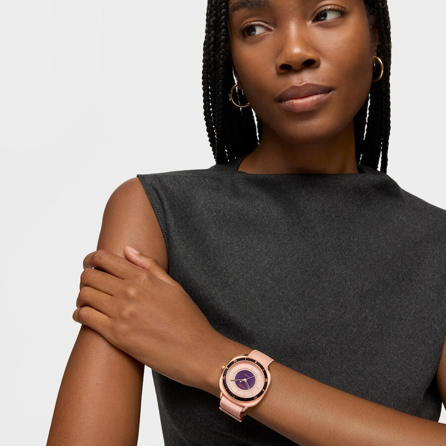 orologio analogico in acciaio iprg color carne con cinturino elastico rosa osier