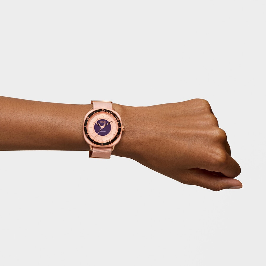 orologio analogico in acciaio iprg color carne con cinturino elastico rosa osier