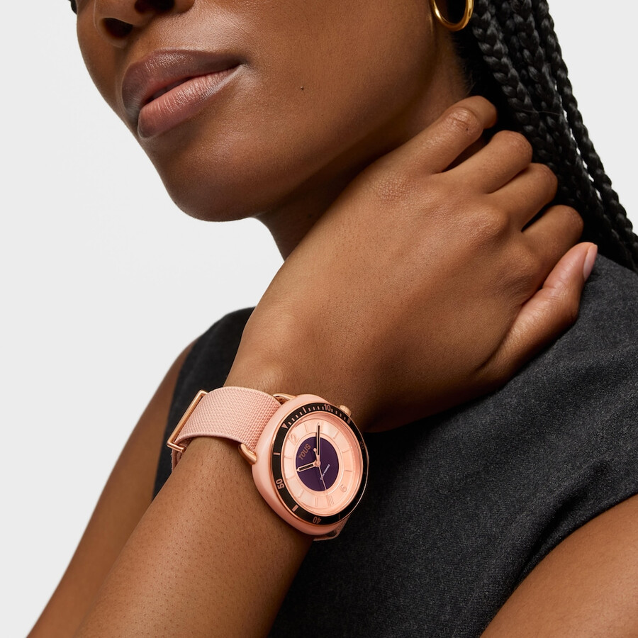 orologio analogico in acciaio iprg color carne con cinturino elastico rosa osier