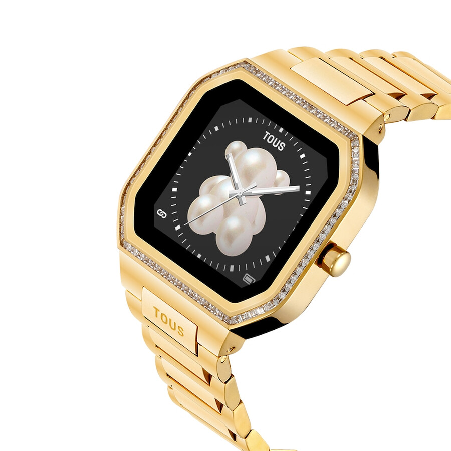 smartwatch con bracciale in acciaio color oro e zirconi b-connect