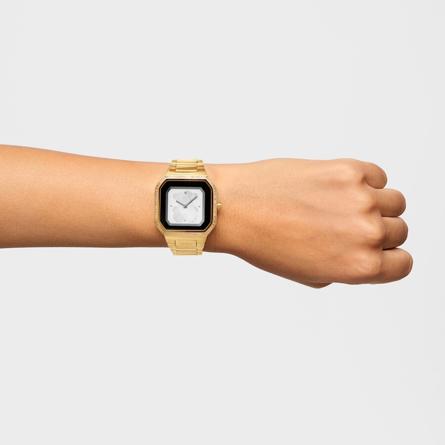 smartwatch con bracciale in acciaio color oro e zirconi b-connect