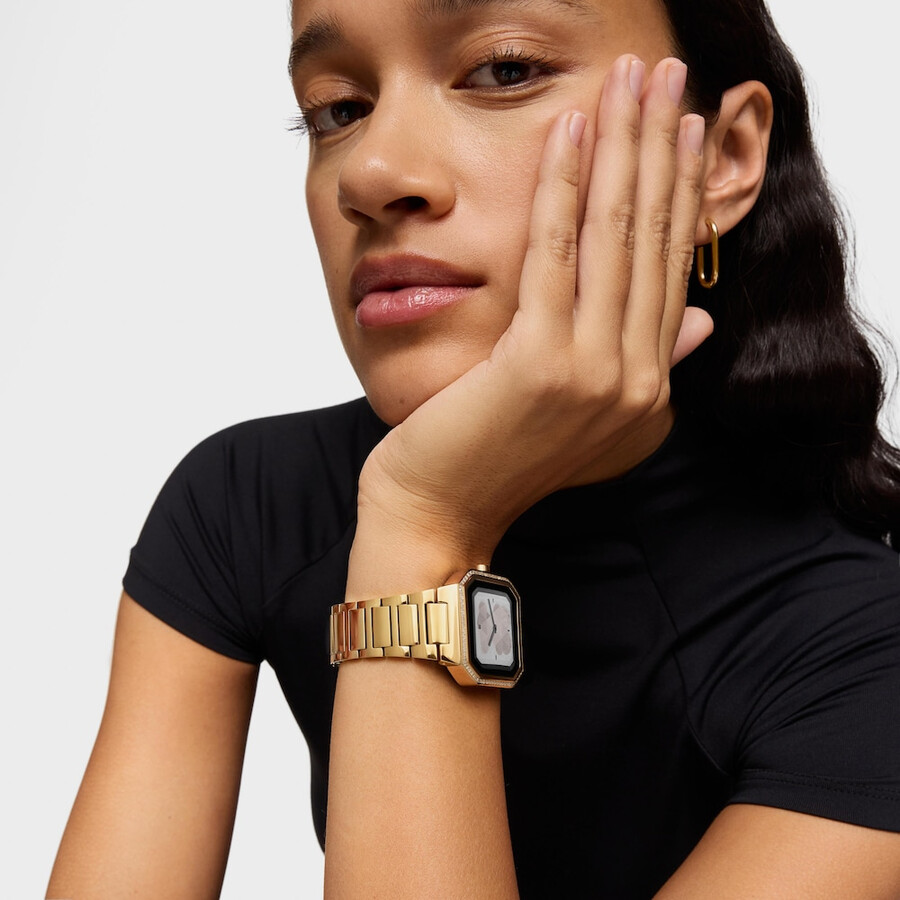 smartwatch con bracciale in acciaio color oro e zirconi b-connect