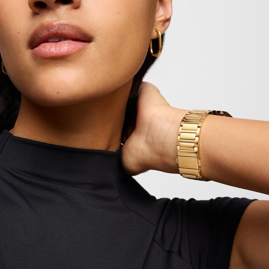 smartwatch con bracciale in acciaio color oro e zirconi b-connect
