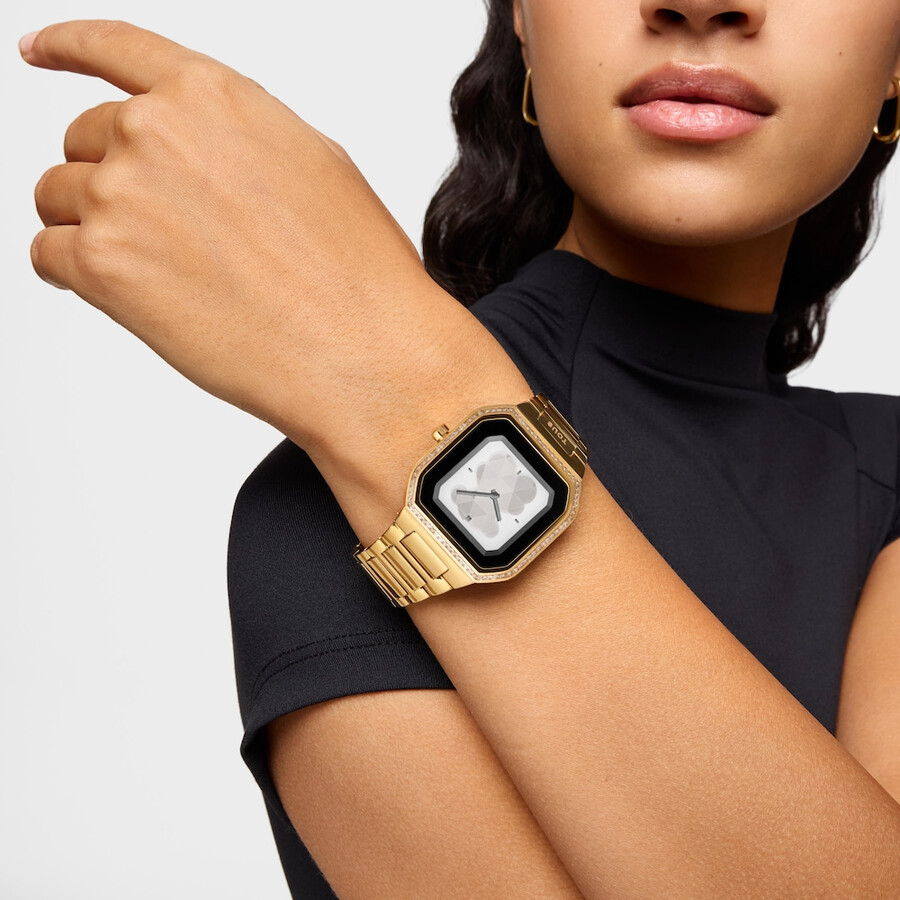 smartwatch con bracciale in acciaio color oro e zirconi b-connect