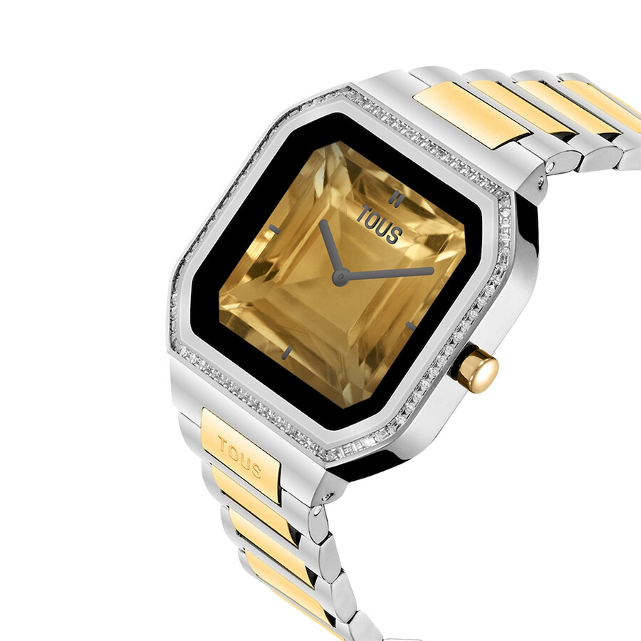 smartwatch con bracciale in acciaio e acciaio color oro e zirconi b-connect