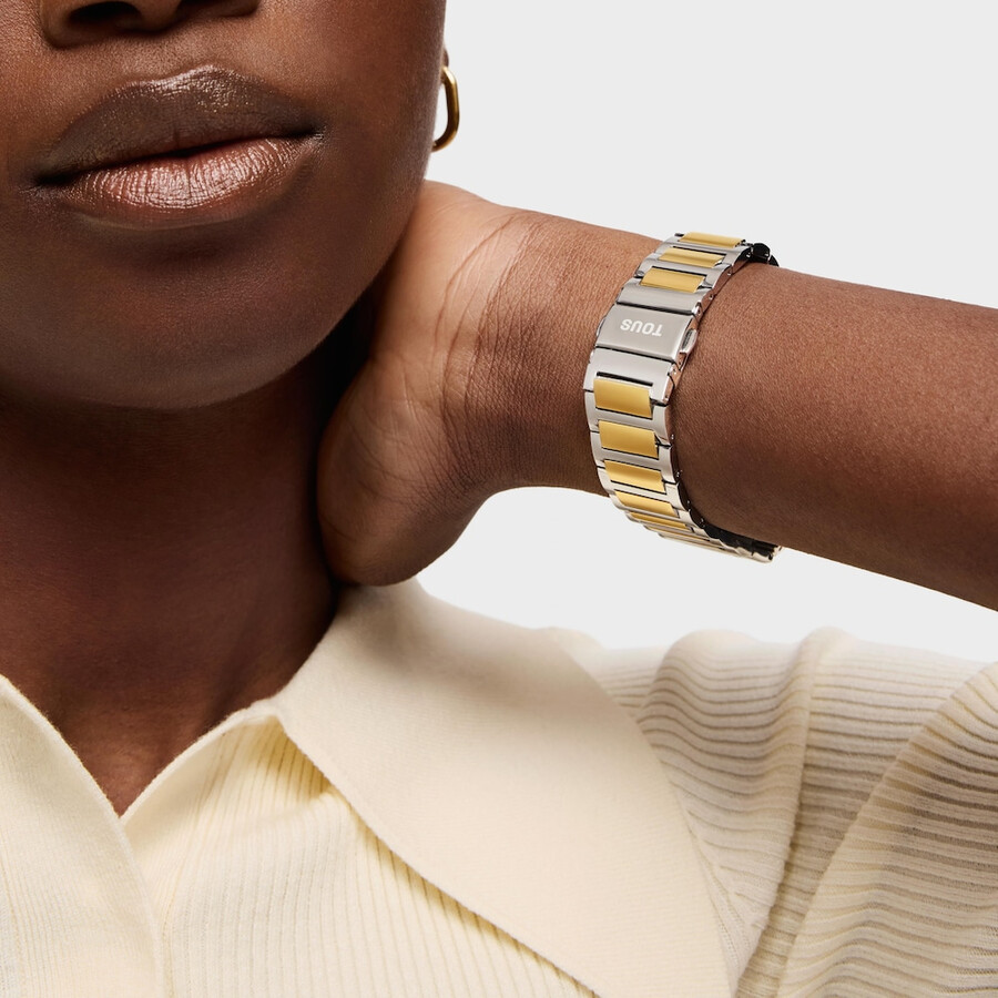 smartwatch con bracciale in acciaio e acciaio color oro e zirconi b-connect