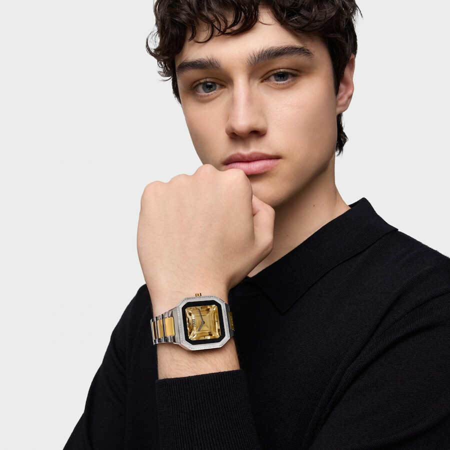 smartwatch con bracciale in acciaio e acciaio color oro e zirconi b-connect
