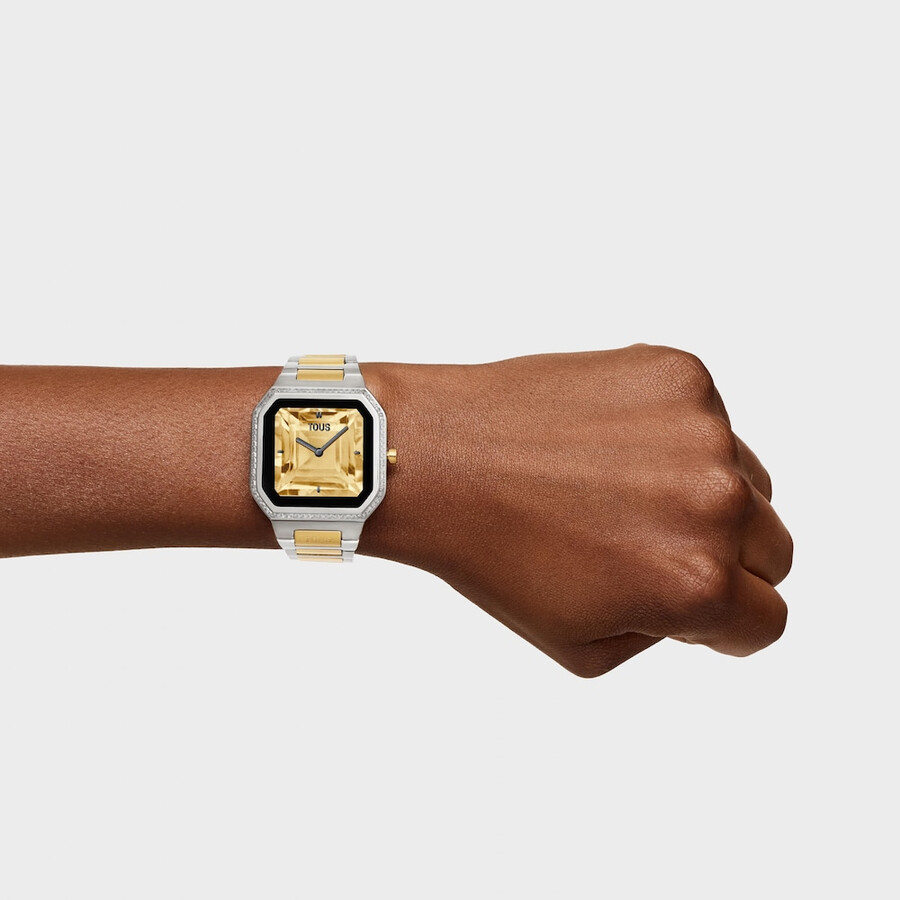 smartwatch con bracciale in acciaio e acciaio color oro e zirconi b-connect