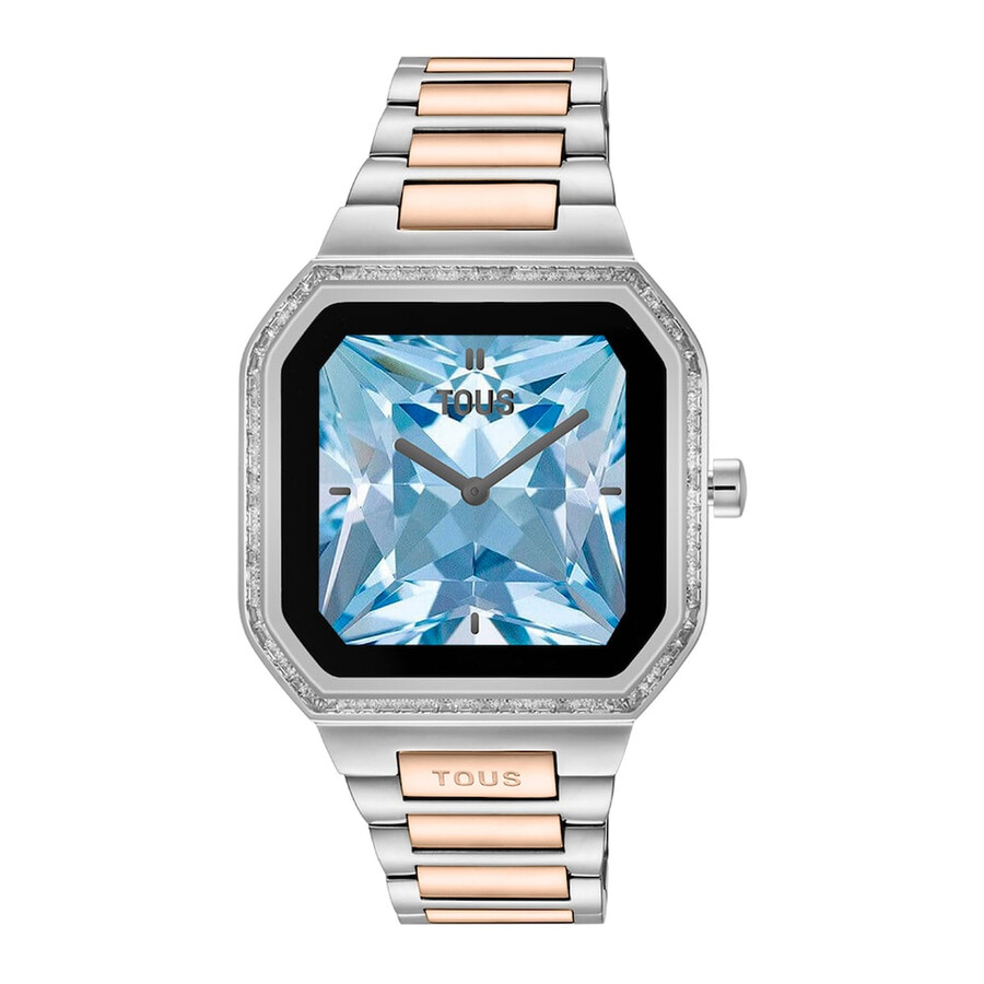 smartwatch con bracciale in acciaio e acciaio rosa e zirconi b-connect