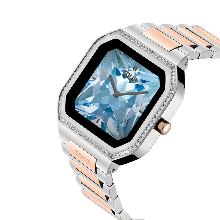 smartwatch con bracciale in acciaio e acciaio rosa e zirconi b-connect