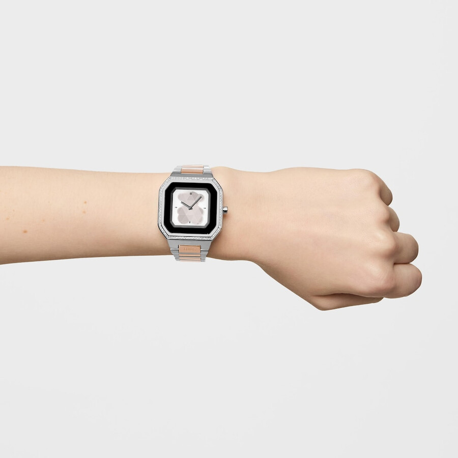 smartwatch con bracciale in acciaio e acciaio rosa e zirconi b-connect