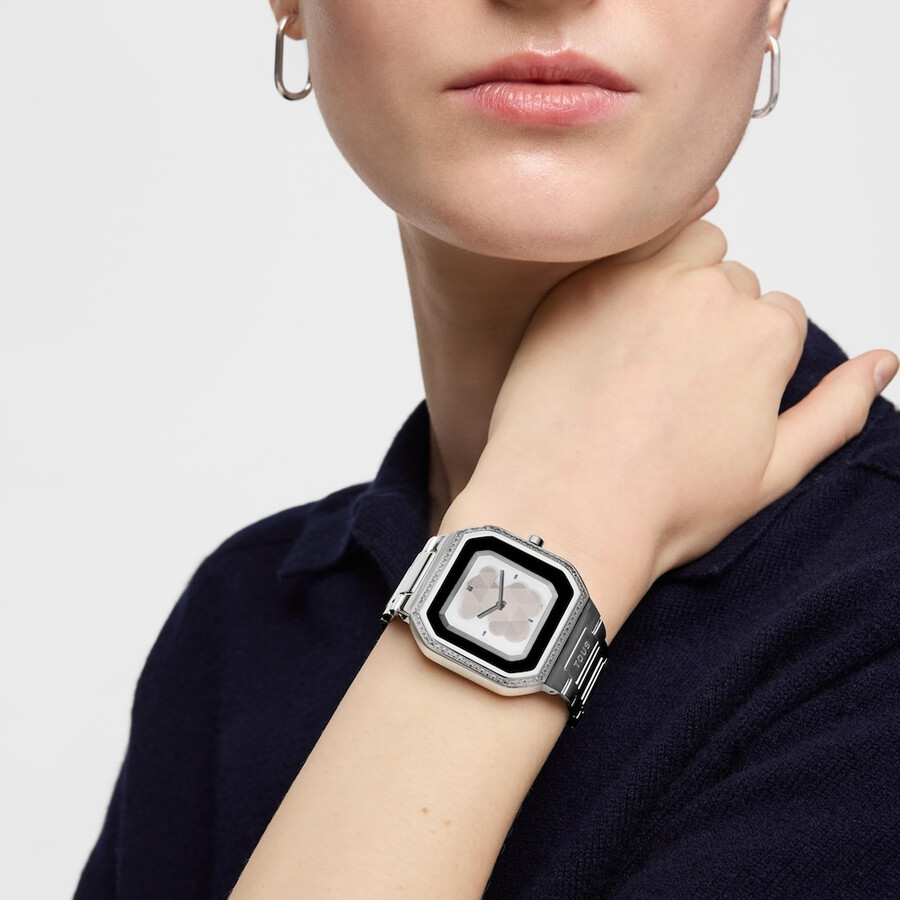 smartwatch con bracciale in acciaio e zirconi b-connect