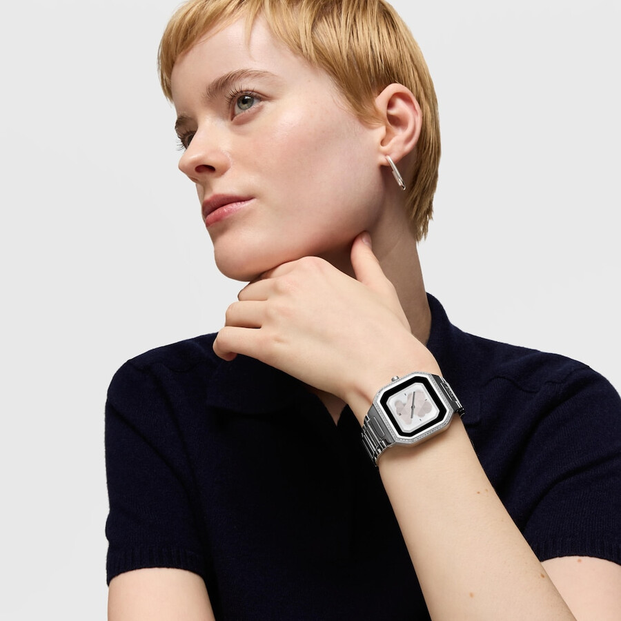smartwatch con bracciale in acciaio e zirconi b-connect