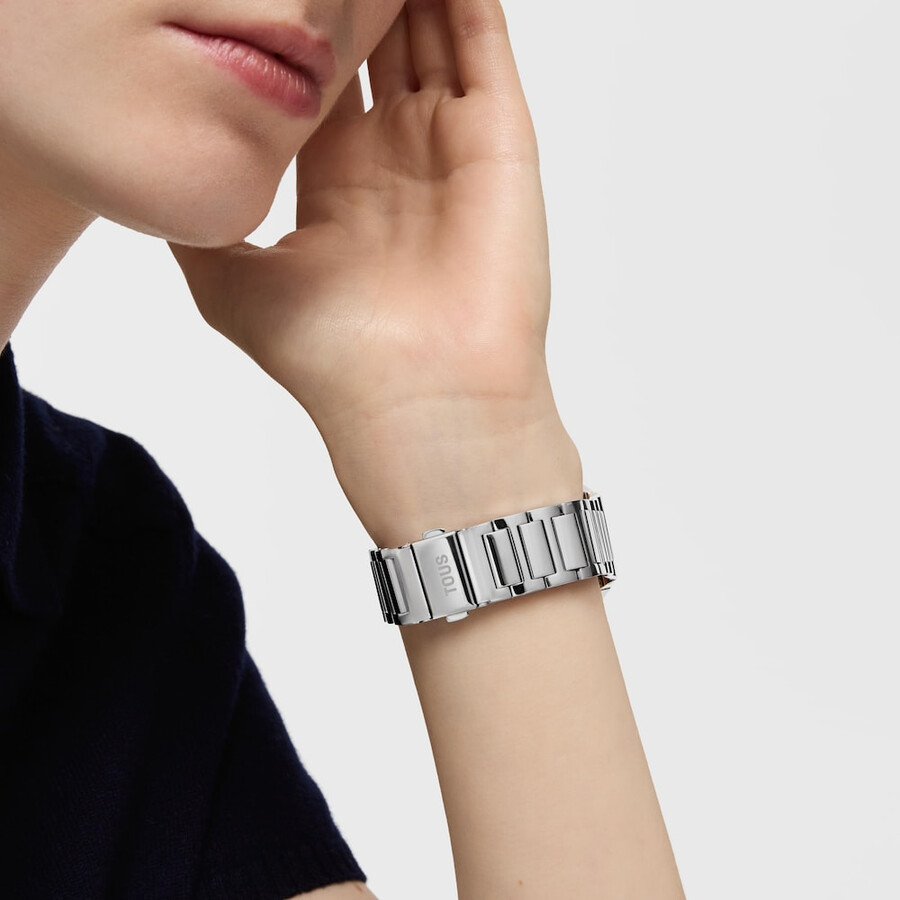 smartwatch con bracciale in acciaio e zirconi b-connect