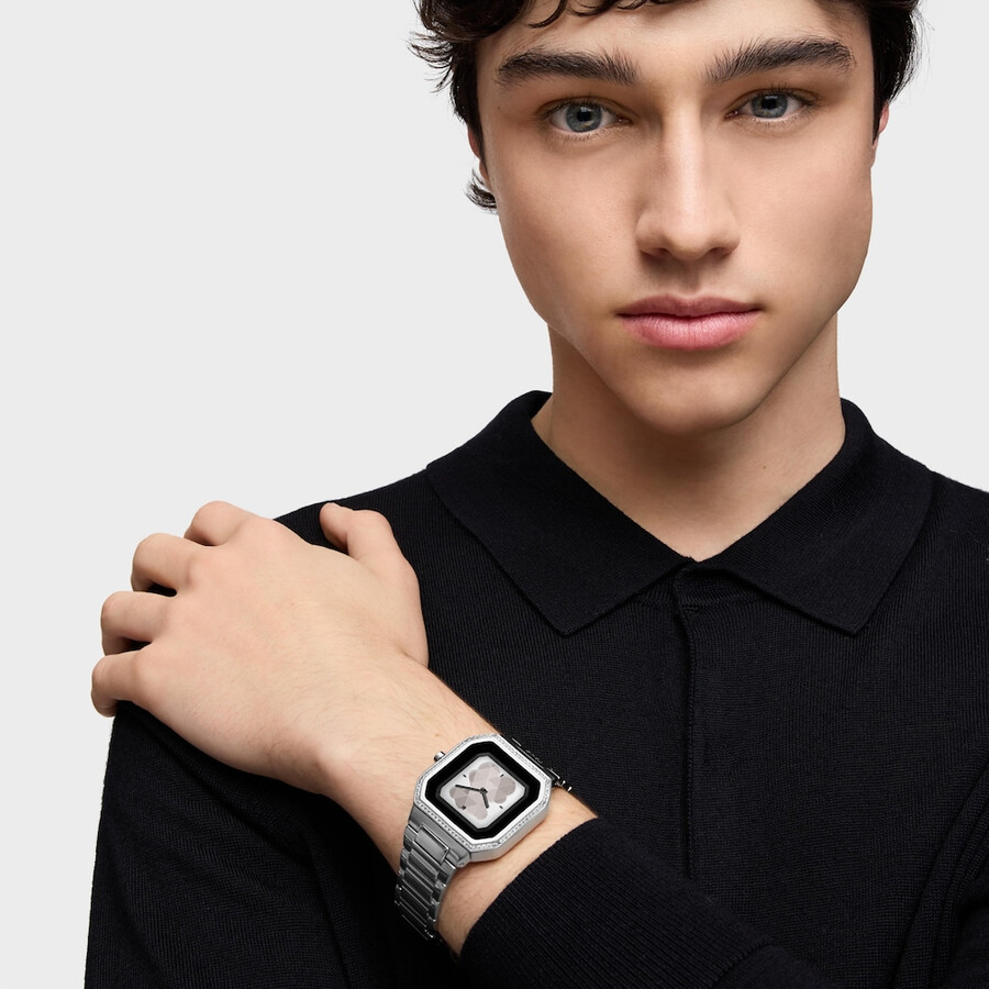 smartwatch con bracciale in acciaio e zirconi b-connect